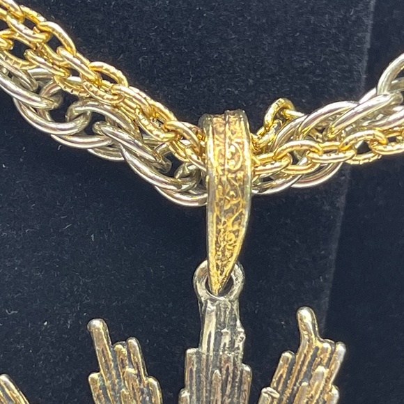 Vintage ART CO. Starburst/ Triple Flower, chained necklace. - Picture 2 of 10